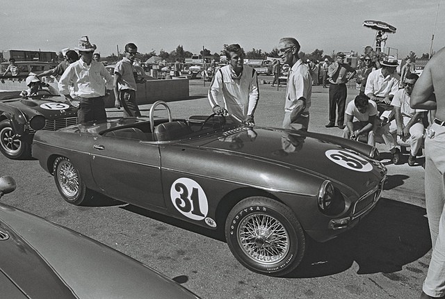 Ron Bucknum races MG in 1962 riverside 3hr enduro